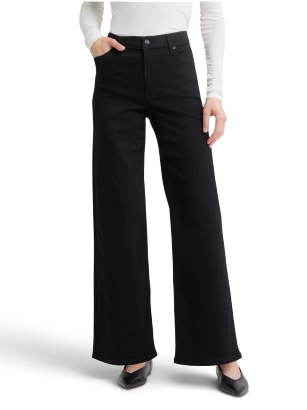 Frame Denim Le Slim Palazzo Wide Leg Jeans in Black | 31 NWT